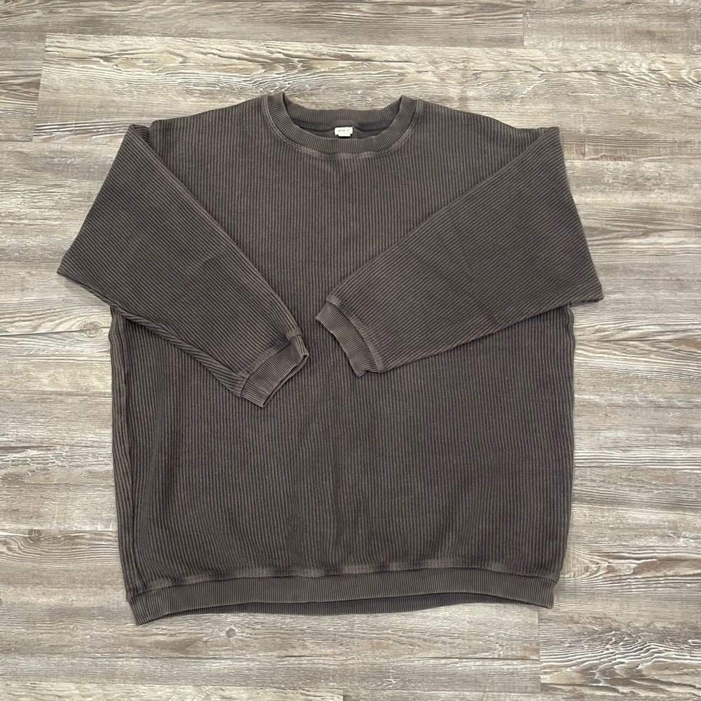 Ribbed Sweater/sweatshirt - Charcoal Gray